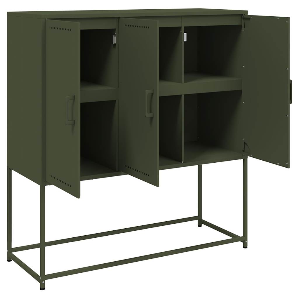 Highboard Olive Green 100.5x39x107 cm Steel