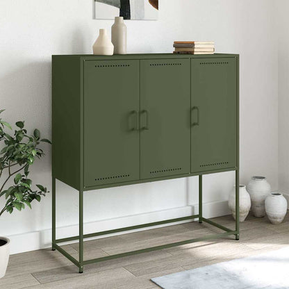 Highboard Olive Green 100.5x39x107 cm Steel