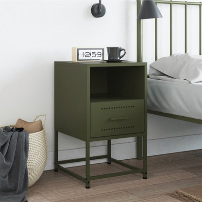 Bedside Cabinet Olive Green 36x39x60.5 cm Steel