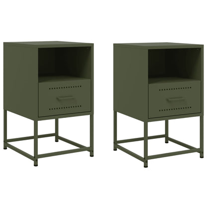 Bedside Cabinets 2 pcs Olive Green 36x39x60.5 cm Steel