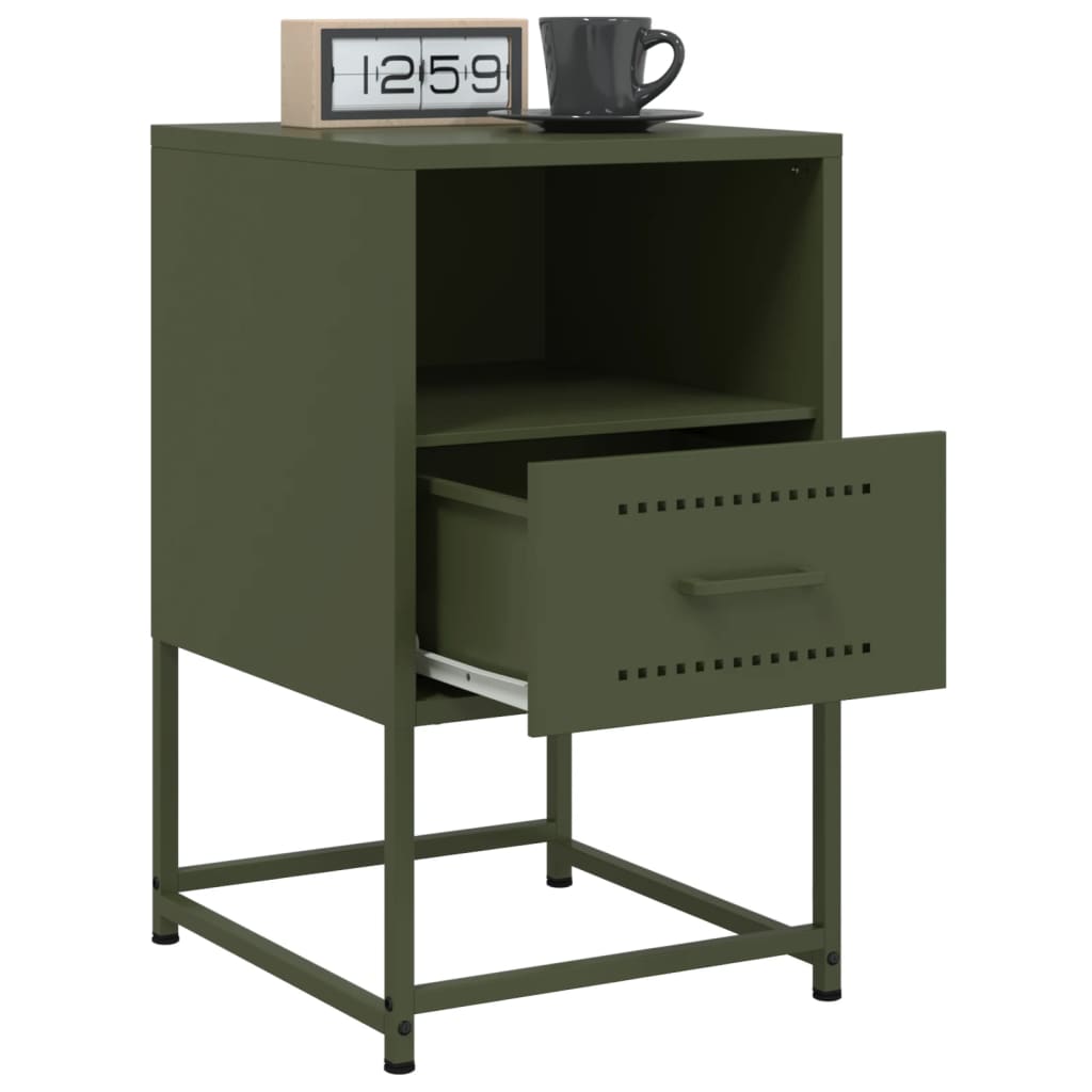 Bedside Cabinets 2 pcs Olive Green 36x39x60.5 cm Steel