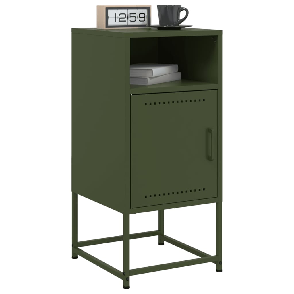 Bedside Cabinet Olive Green 36x39x78 cm Steel