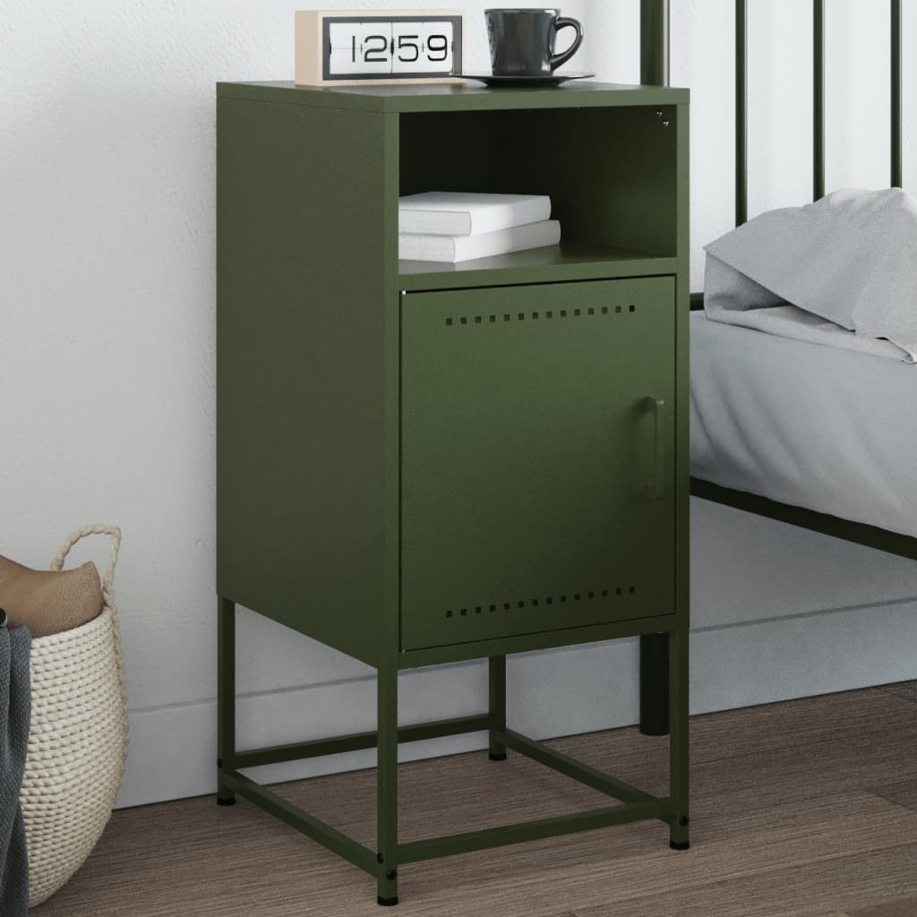 Bedside Cabinet Olive Green 36x39x78 cm Steel