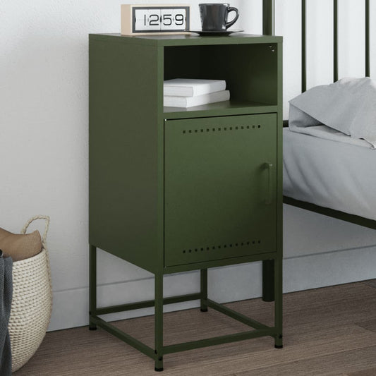 Bedside Cabinet Olive Green 36x39x78 cm Steel