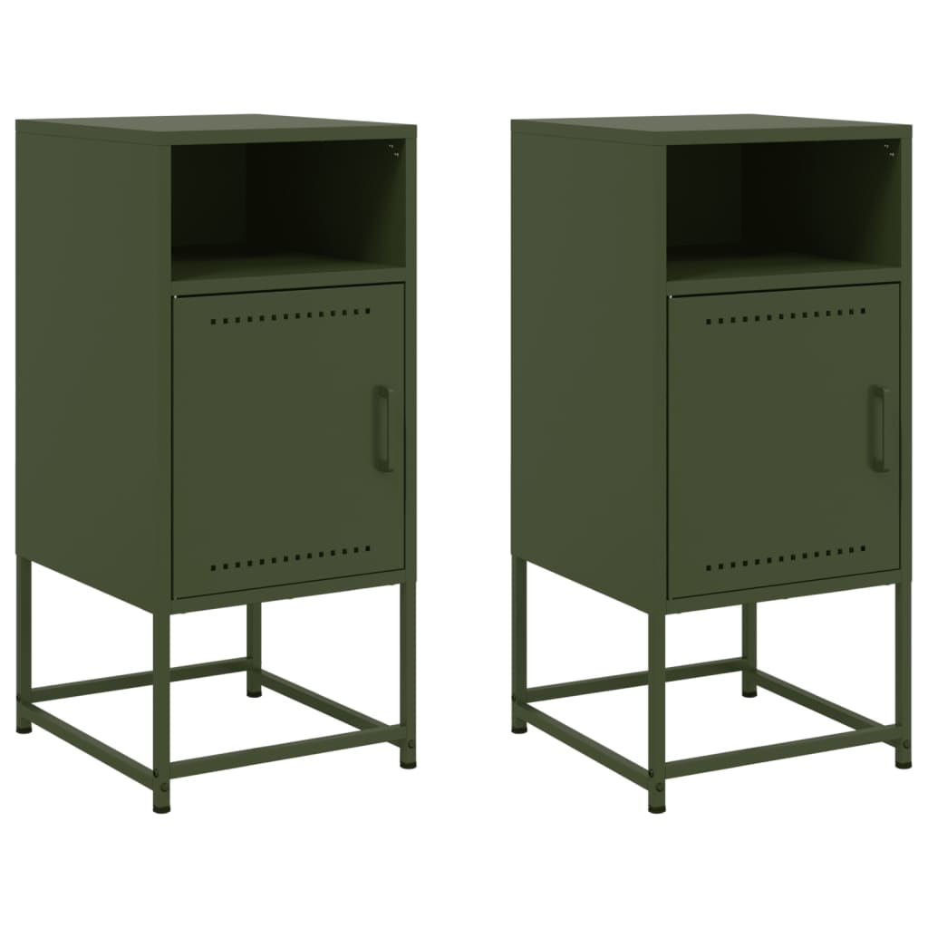 Bedside Cabinets 2 pcs Olive Green 36x39x78 cm Steel