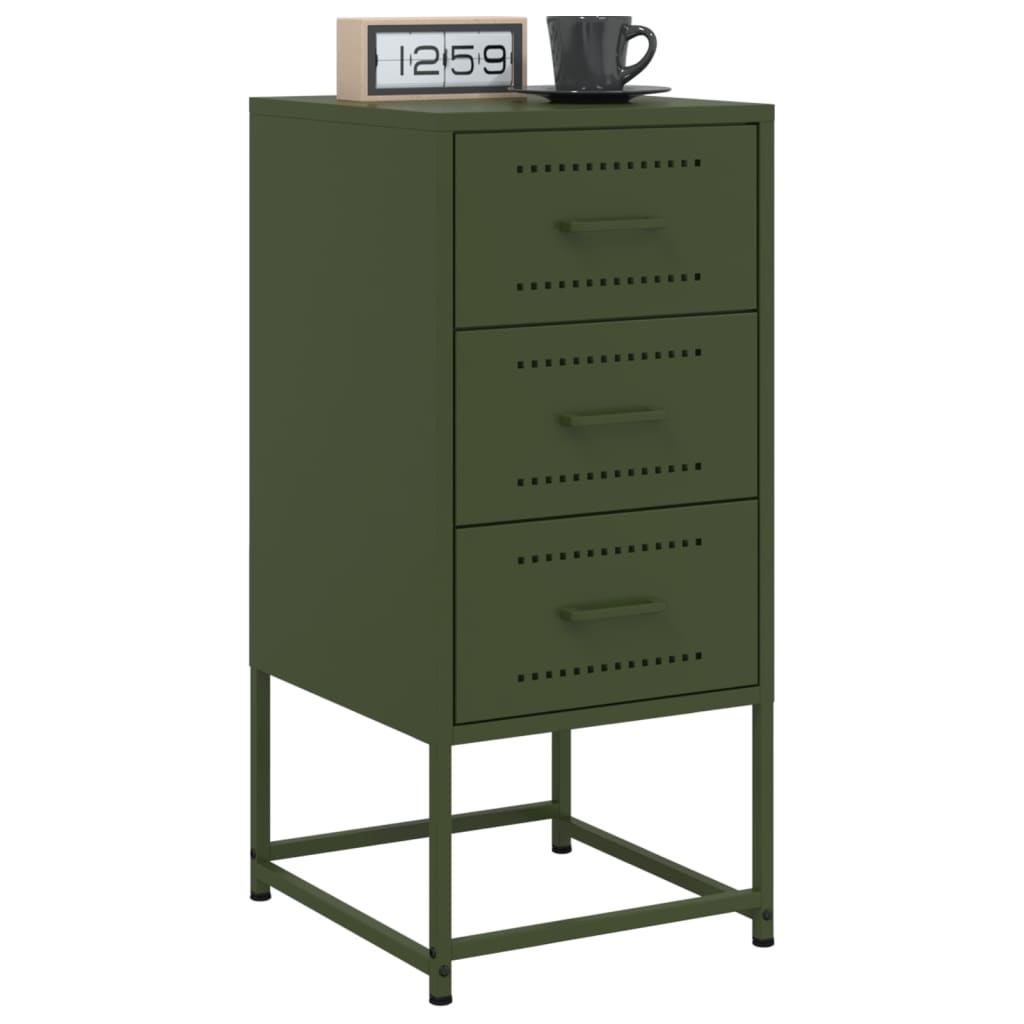 Bedside Cabinet Olive Green 36x39x78 cm Steel