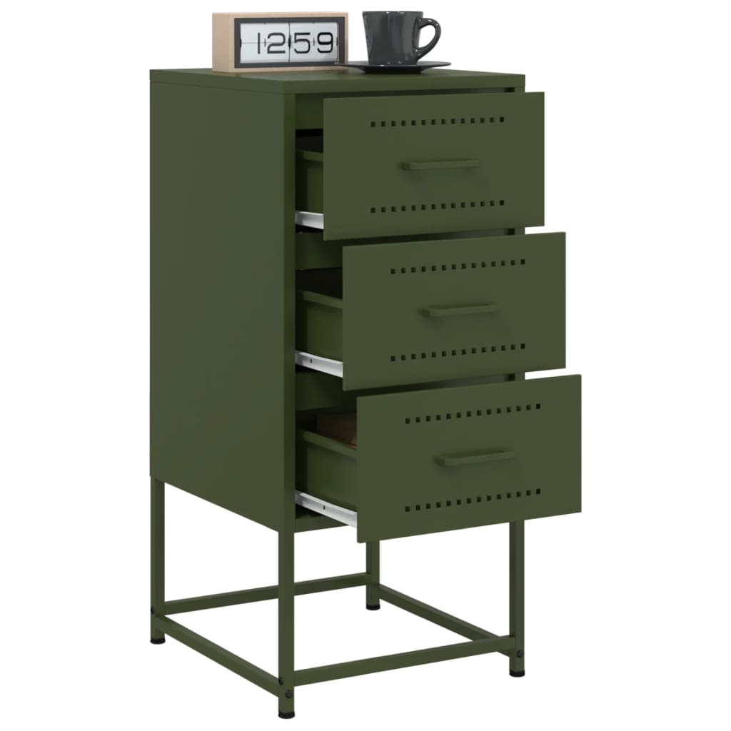 Bedside Cabinet Olive Green 36x39x78 cm Steel