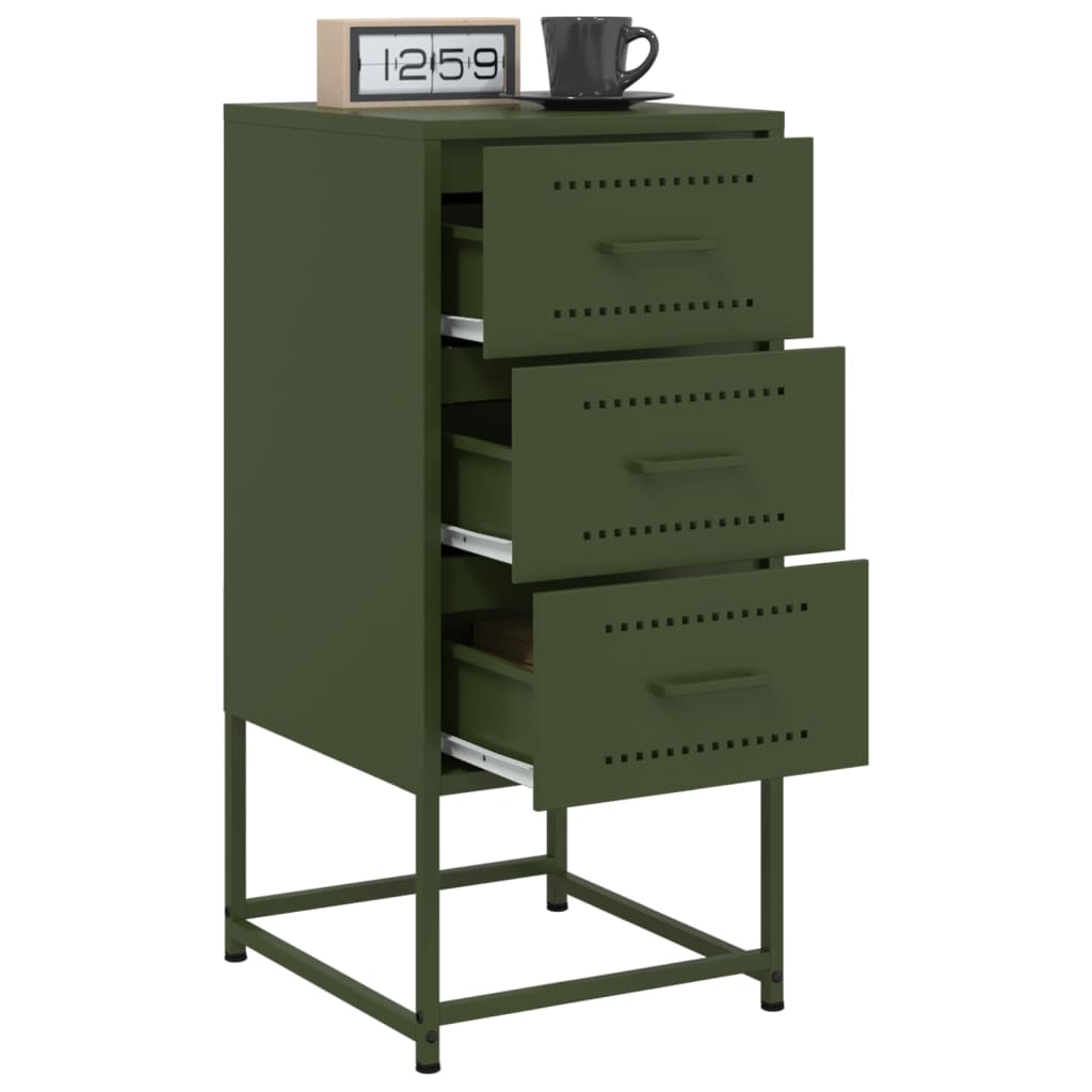 Bedside Cabinets 2 pcs Olive Green 36x39x78 cm Steel