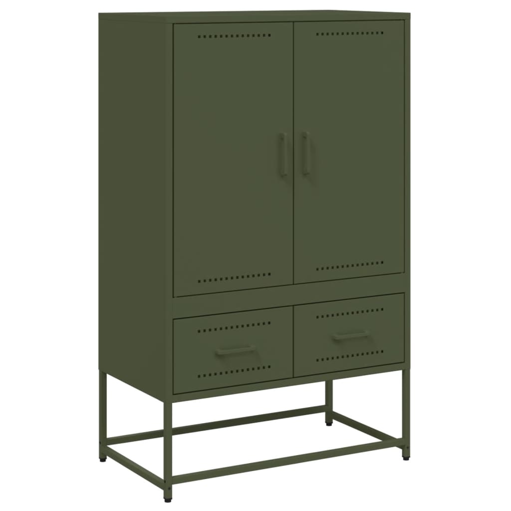 Highboard Olive Green 68x39x111.5 cm Cold-rolled Steel