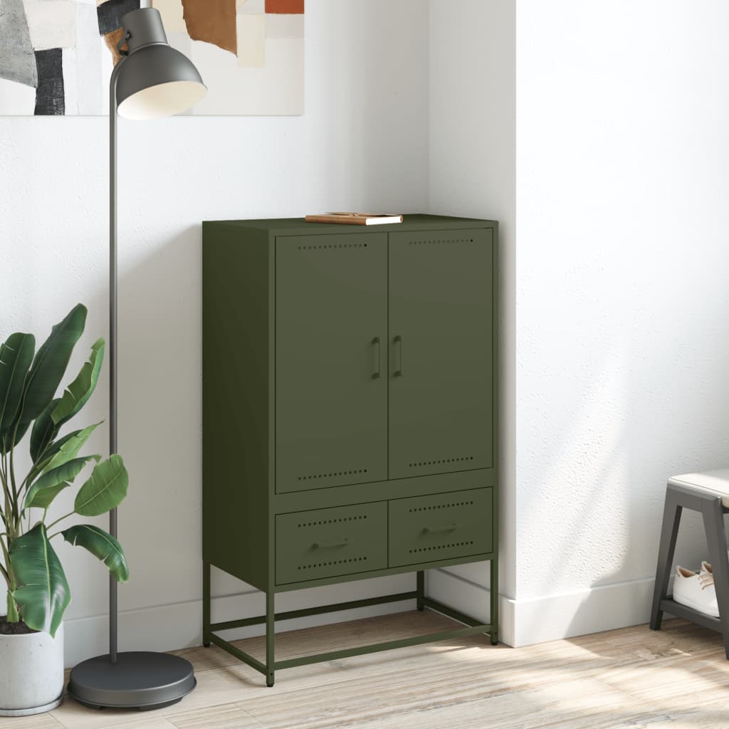 Highboard Olive Green 68x39x111.5 cm Cold-rolled Steel