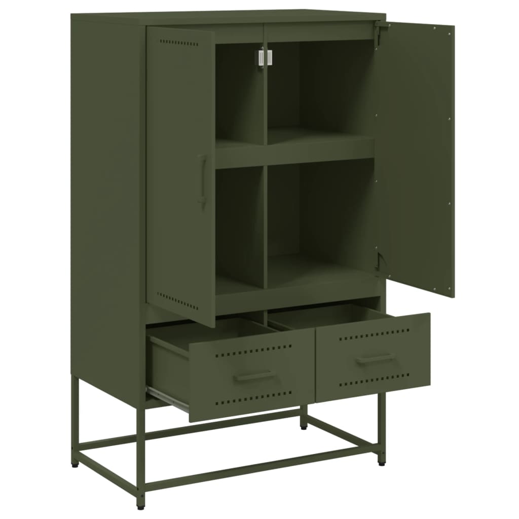 Highboard Olive Green 68x39x111.5 cm Cold-rolled Steel