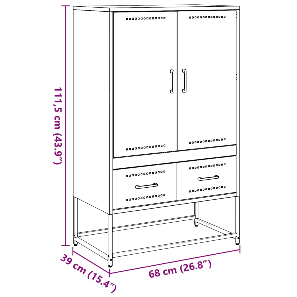 Highboard Olive Green 68x39x111.5 cm Cold-rolled Steel