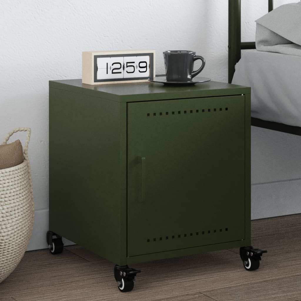 Bedside Cabinet Olive Green 36x39x43.5 cm Steel