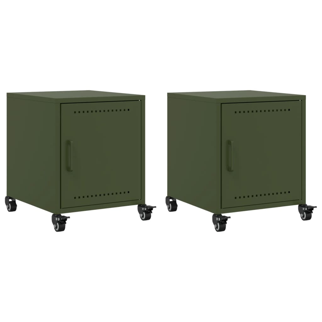 Bedside Cabinets 2 pcs Olive Green 36x39x43.5 cm Steel