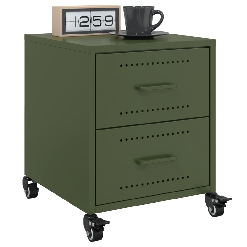 Bedside Cabinet Olive Green 36x39x43.5 cm Steel