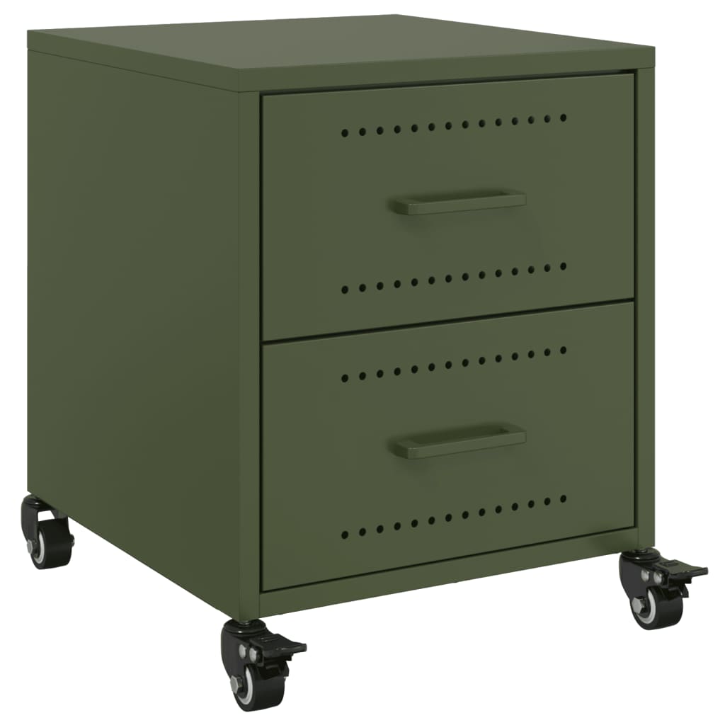 Bedside Cabinets 2 pcs Olive Green 36x39x43.5 cm Steel