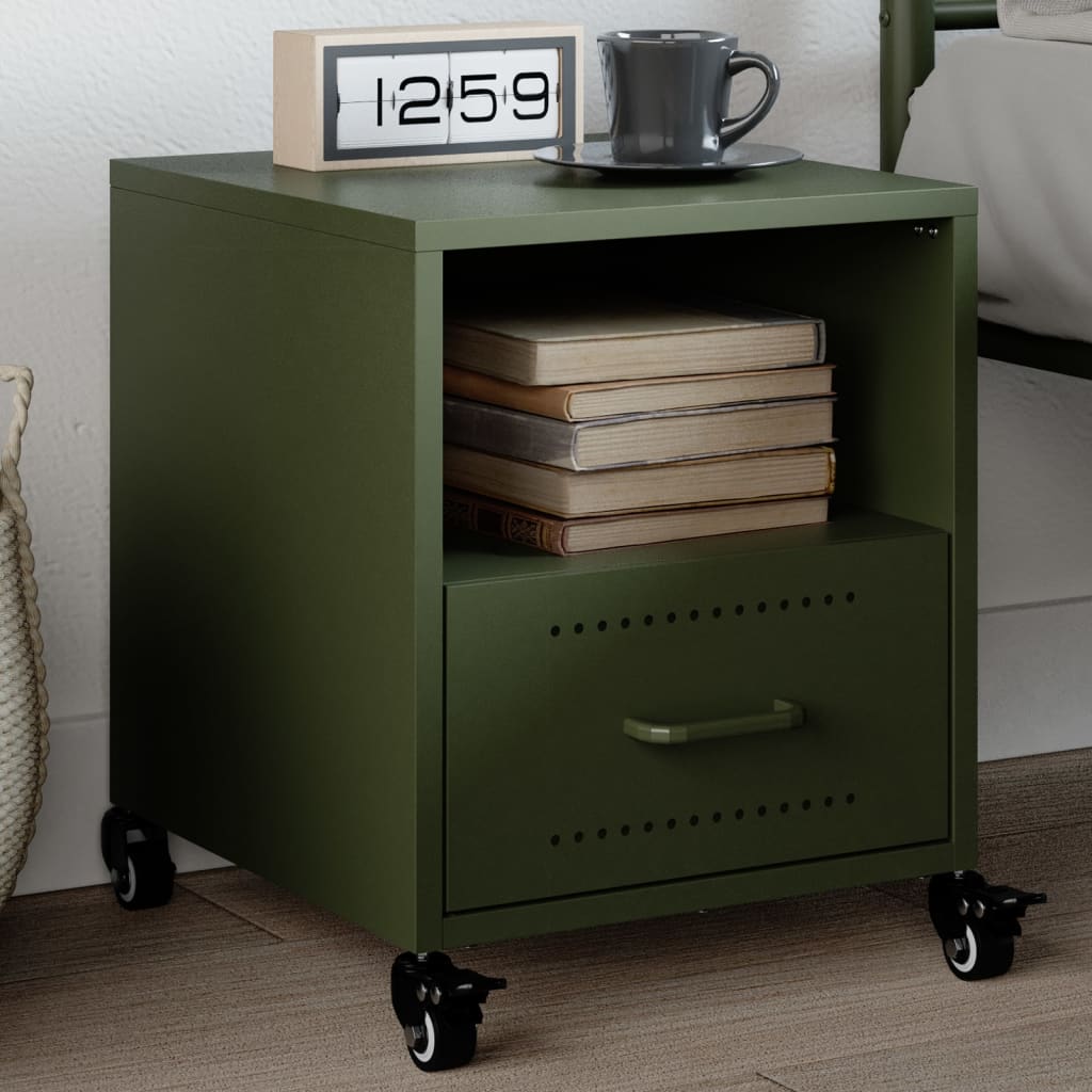 Bedside Cabinet Olive Green 36x39x43.5 cm Steel