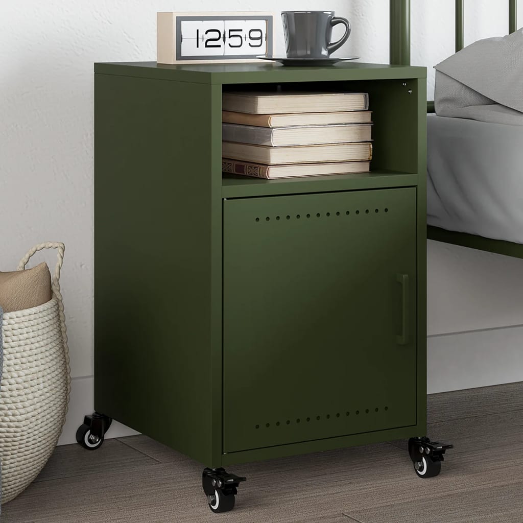 Bedside Cabinet Olive Green 36x39x59 cm Steel