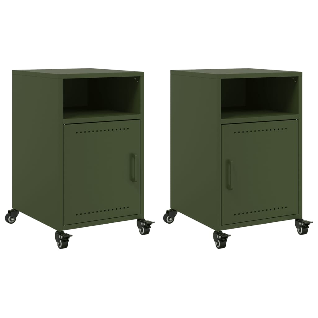 Bedside Cabinets 2 pcs Olive Green 36x39x59 cm Steel