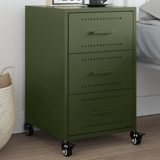 Bedside Cabinet Olive Green 36x39x59 cm Steel