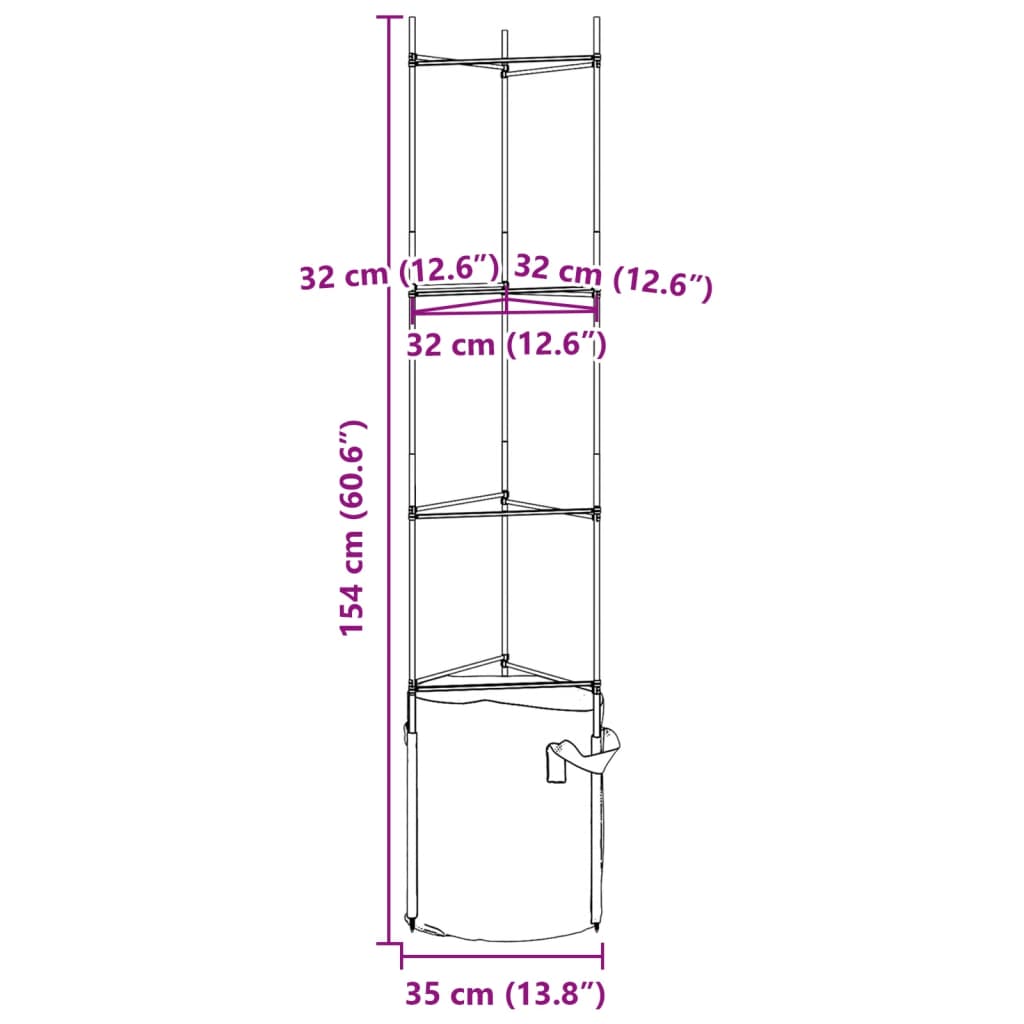 Tomato Cage with Plant Bag 2 pcs 154 cm Steel and PP