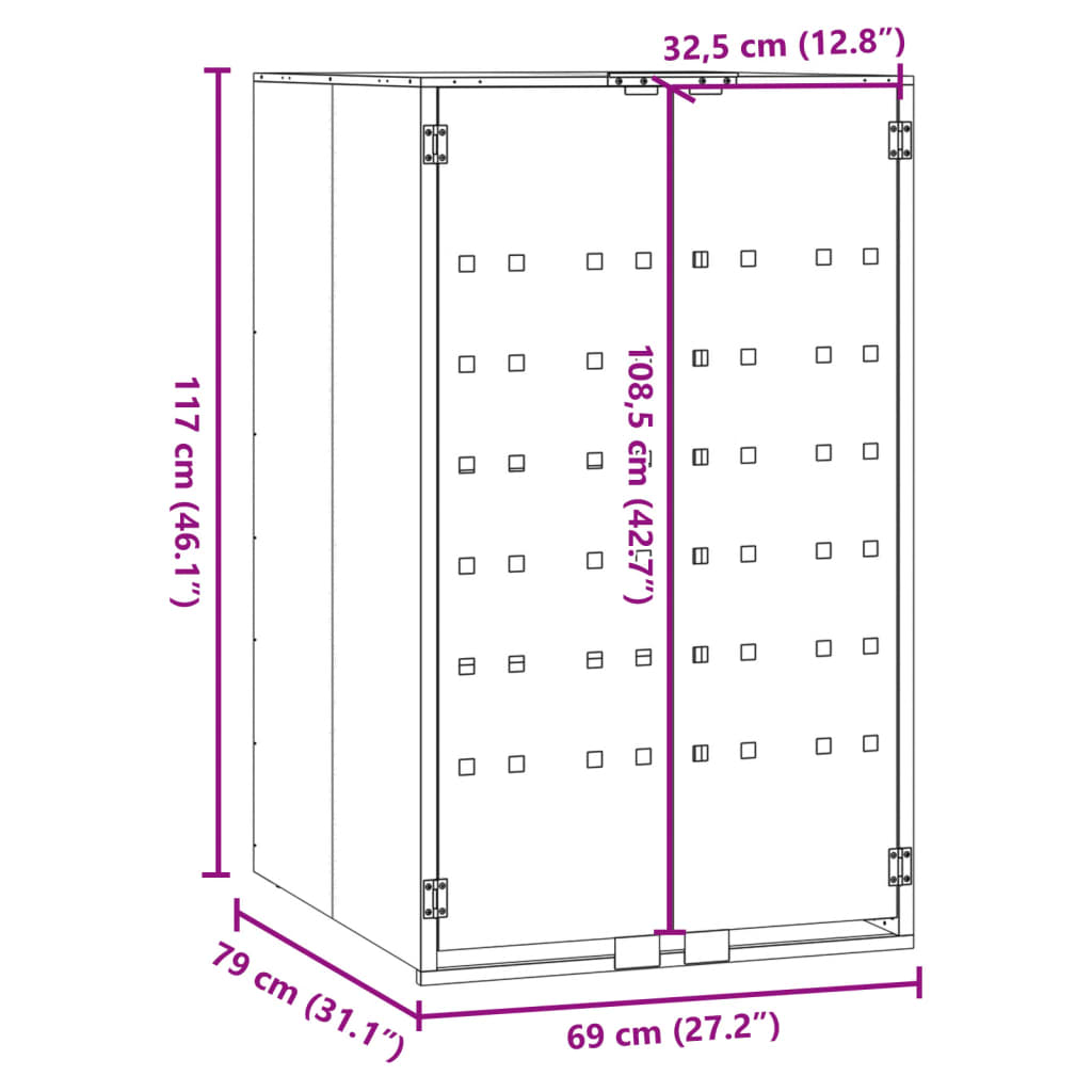 Wheelie Bin Storage for Single Bin Anthracite 69x79x117 cm Steel