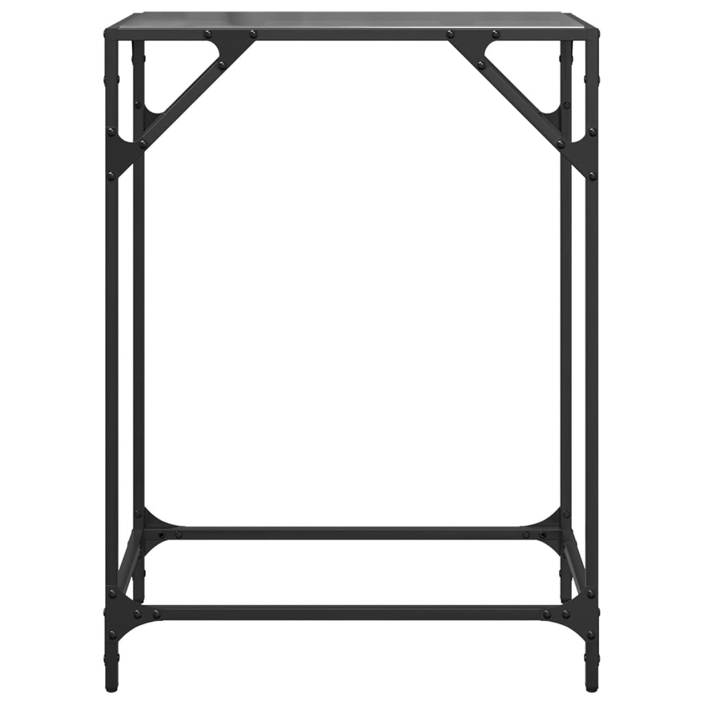 Console Table with Black Glass Top 60x35x81 cm Steel