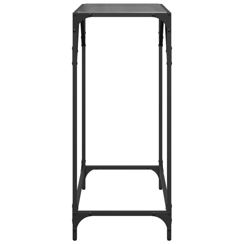 Console Table with Black Glass Top 60x35x81 cm Steel