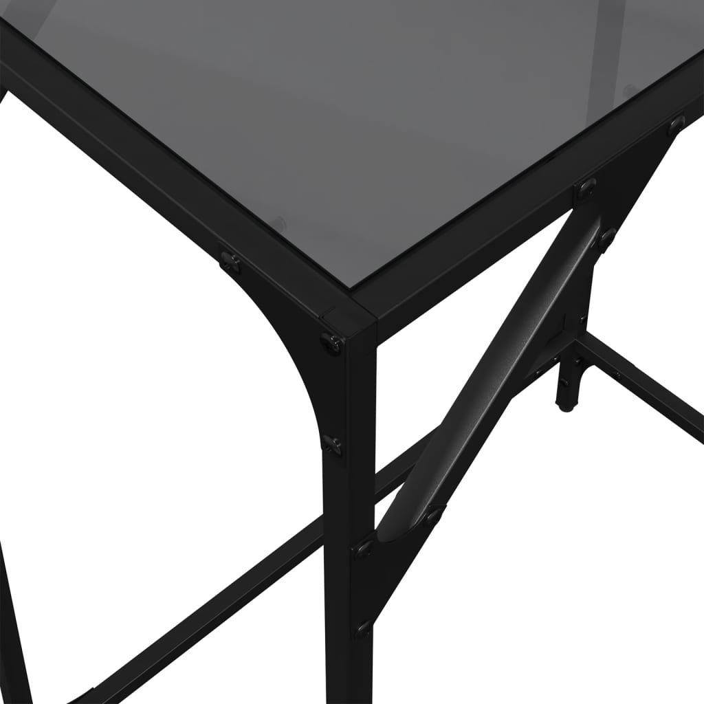 Console Table with Black Glass Top 60x35x81 cm Steel