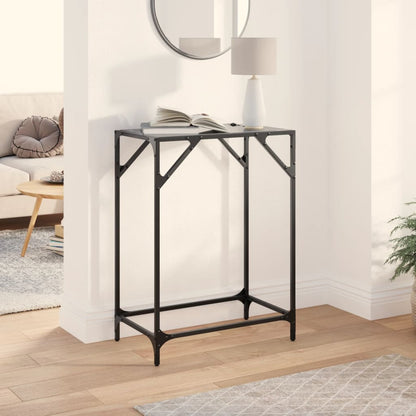 Console Table with Black Glass Top 60x35x81 cm Steel