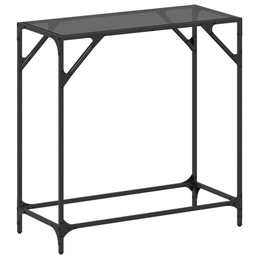 Console Table with Black Glass Top 80x35x81 cm Steel