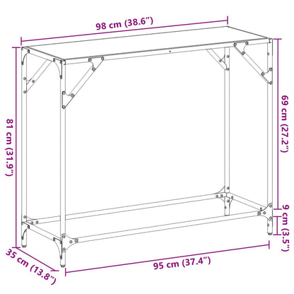 Console Table with Transparent Glass Top 98x35x81 cm Steel