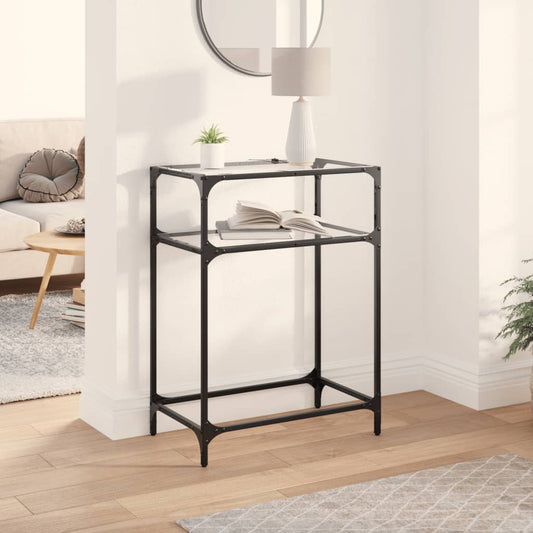 Console Table with Transparent Glass Top 60x35x81 cm Steel