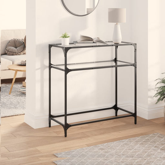 Console Table with Transparent Glass Top 80x35x81 cm Steel