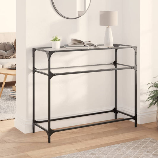 Console Table with Transparent Glass Top 98x35x81 cm Steel