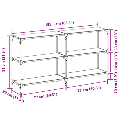 Console Table with Transparent Glass Top 158.5x30x81 cm Steel