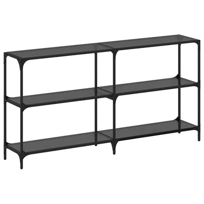 Console Table with Black Glass Top 158.5x30x81 cm Steel