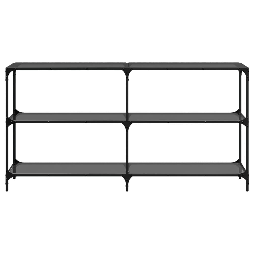 Console Table with Black Glass Top 158.5x30x81 cm Steel