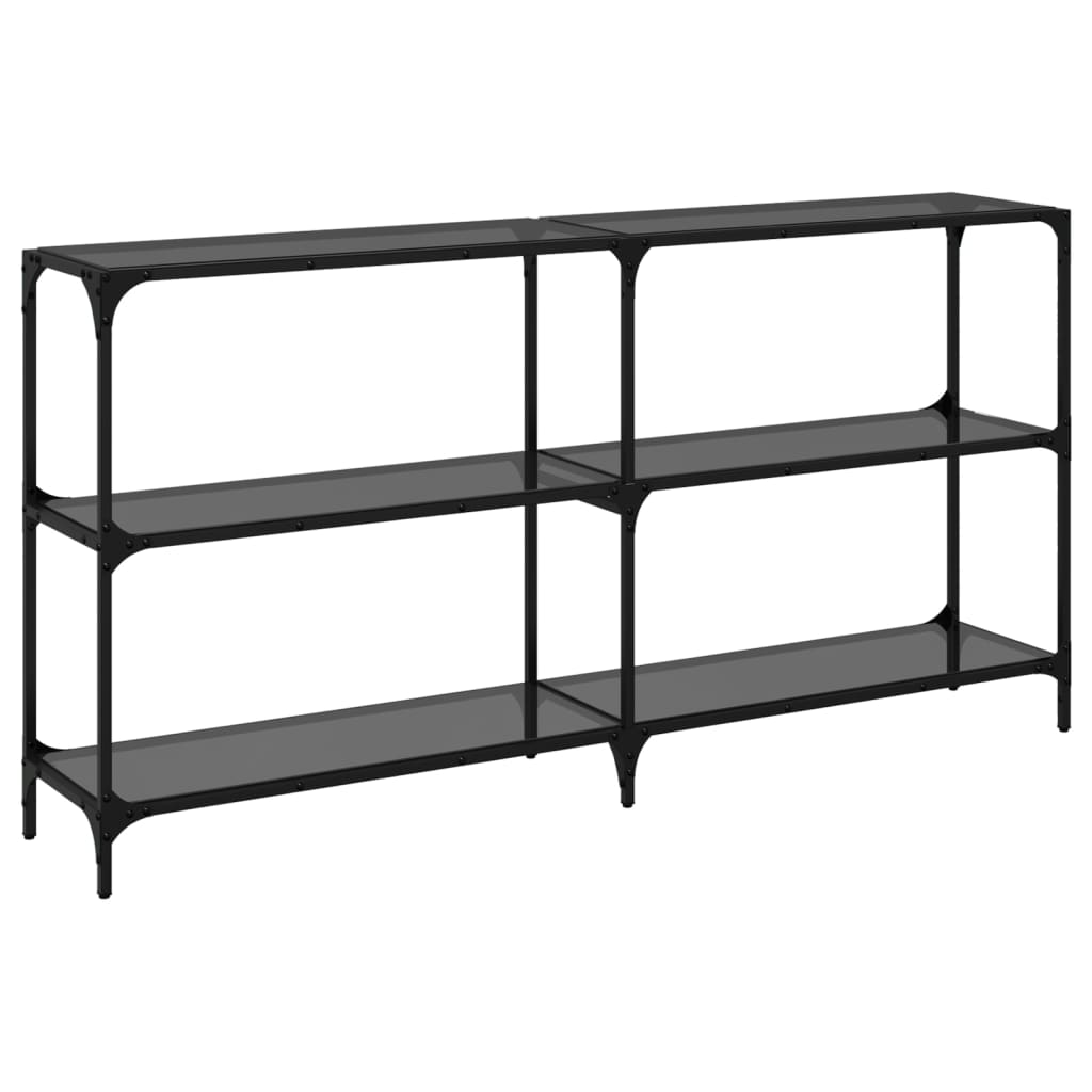 Console Table with Black Glass Top 158.5x30x81 cm Steel