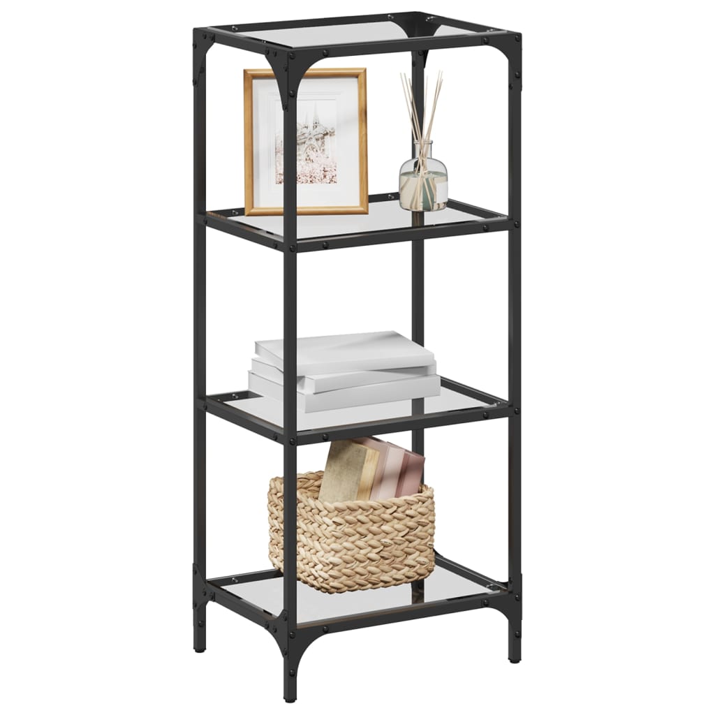 Storage Rack with Transparent Glass Top 40x30x95 cm Steel