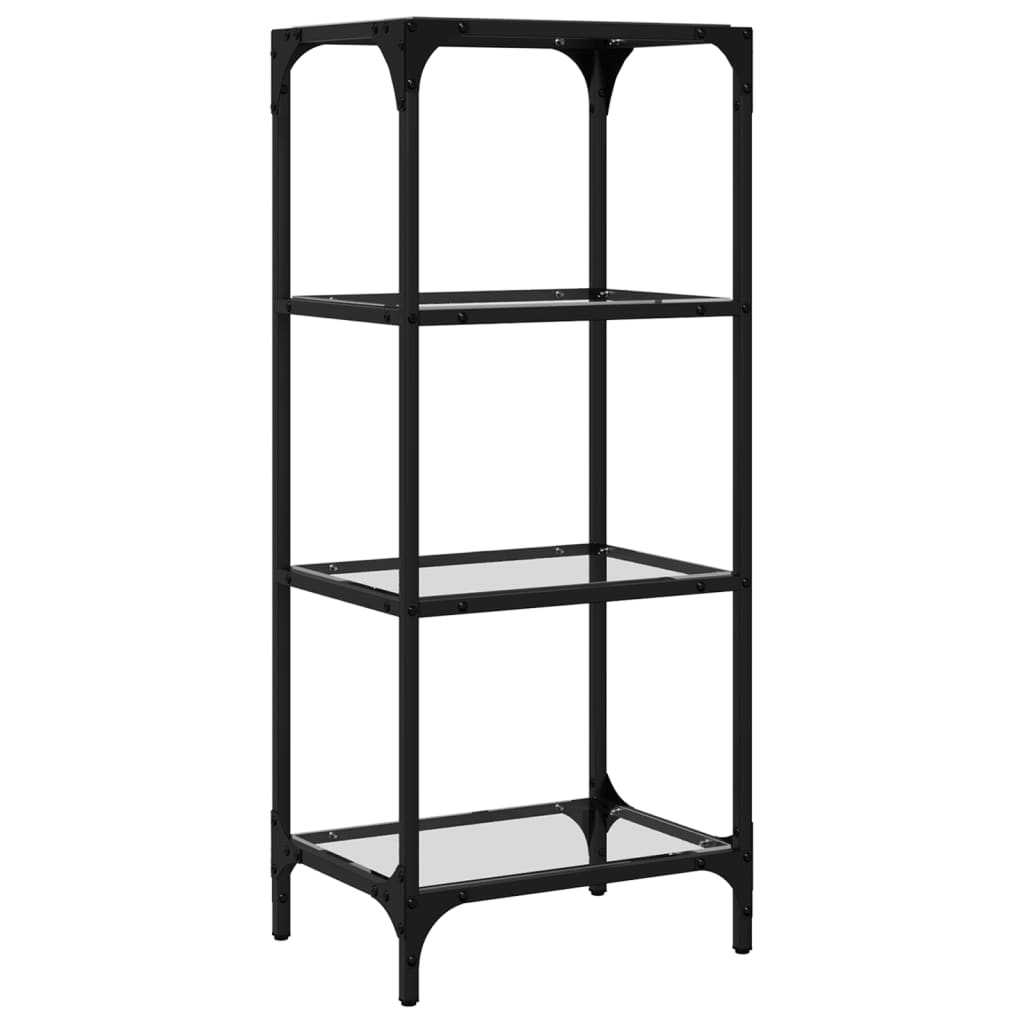 Storage Rack with Transparent Glass Top 40x30x95 cm Steel