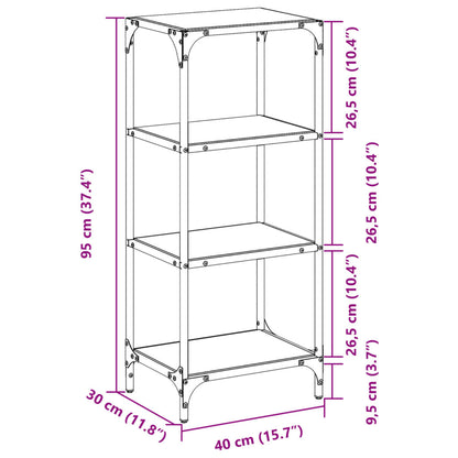 Storage Rack with Transparent Glass Top 40x30x95 cm Steel