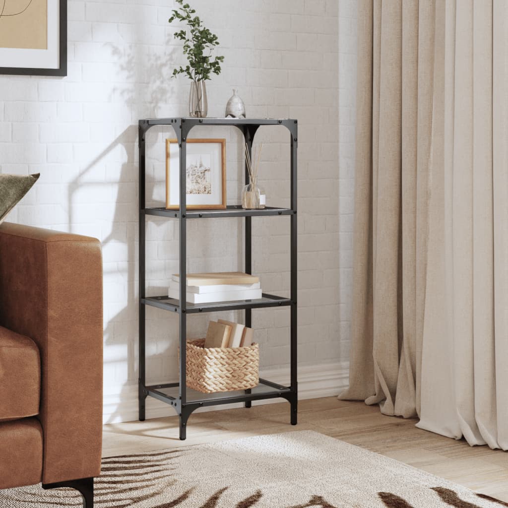 Storage Rack with Transparent Glass Top 40x30x95 cm Steel