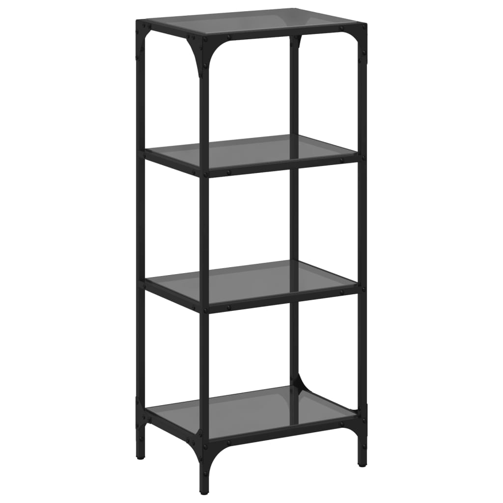 Storage Rack with Black Glass Top 40x30x95 cm Steel