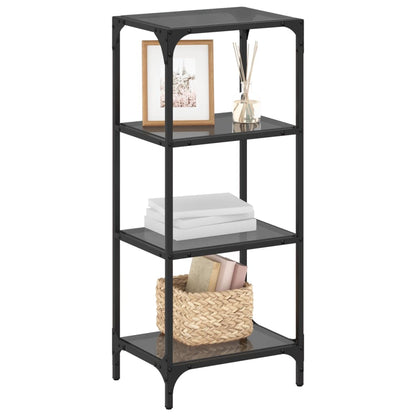 Storage Rack with Black Glass Top 40x30x95 cm Steel