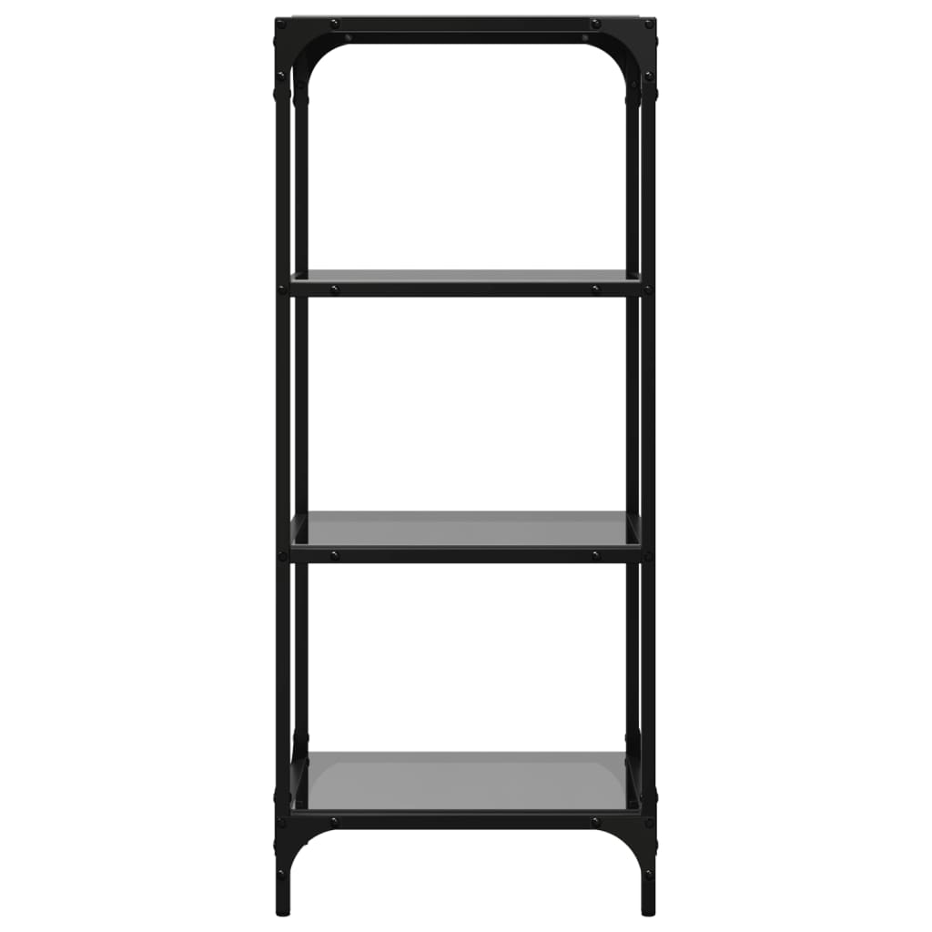 Storage Rack with Black Glass Top 40x30x95 cm Steel