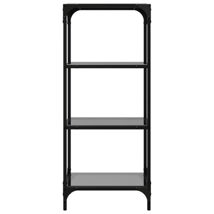 Storage Rack with Black Glass Top 40x30x95 cm Steel