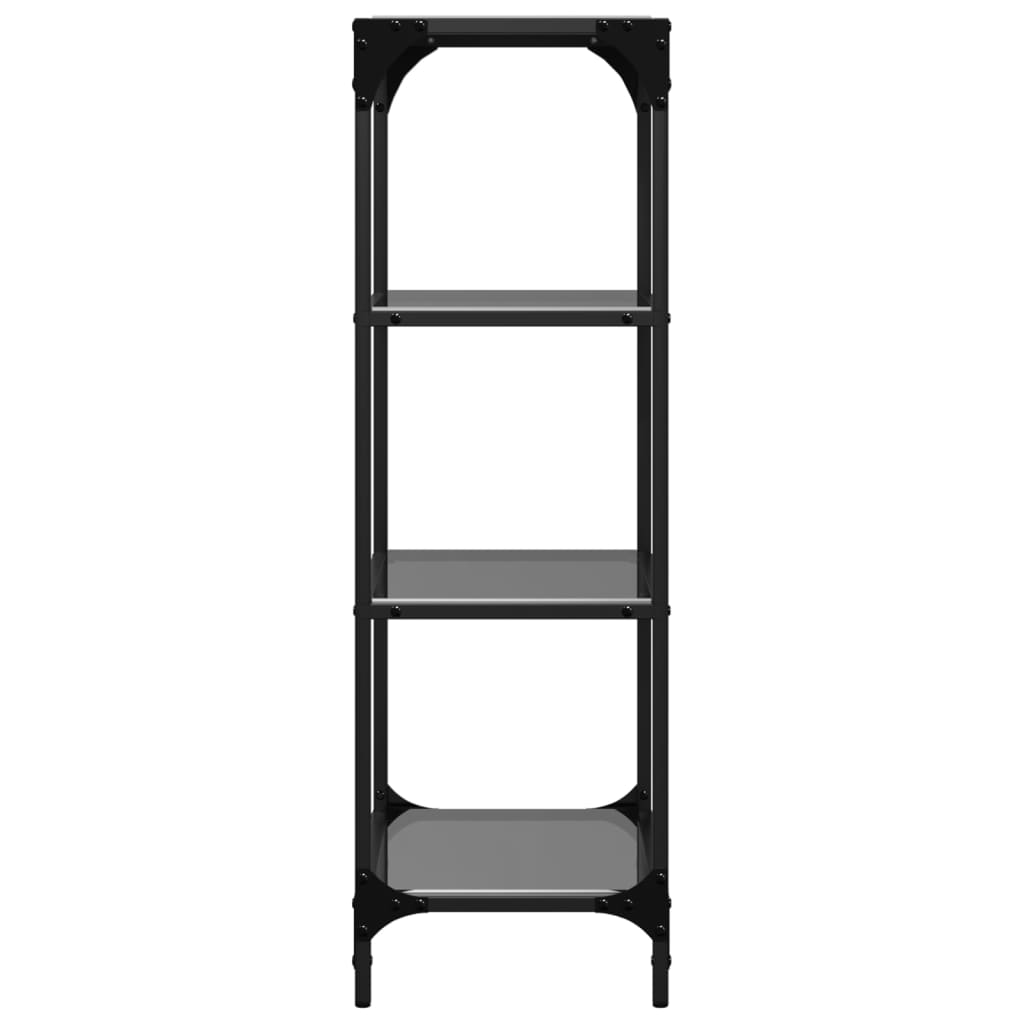 Storage Rack with Black Glass Top 40x30x95 cm Steel