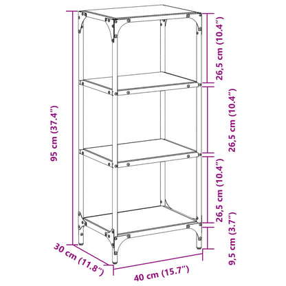 Storage Rack with Black Glass Top 40x30x95 cm Steel