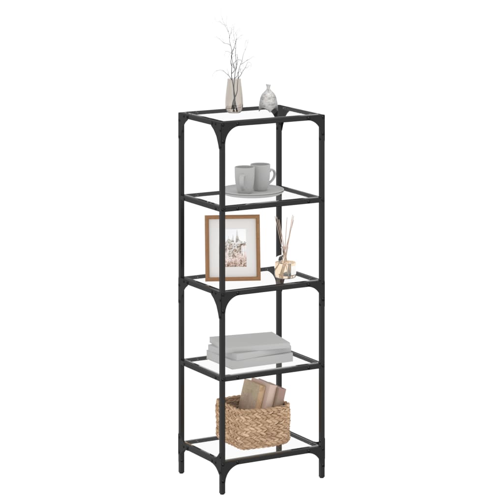 Storage Rack with Transparent Glass Top 40x30x123 cm Steel